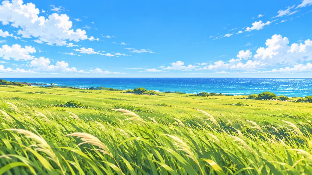 風をさえぎる高い木や山がない、海沿いの開けた草地